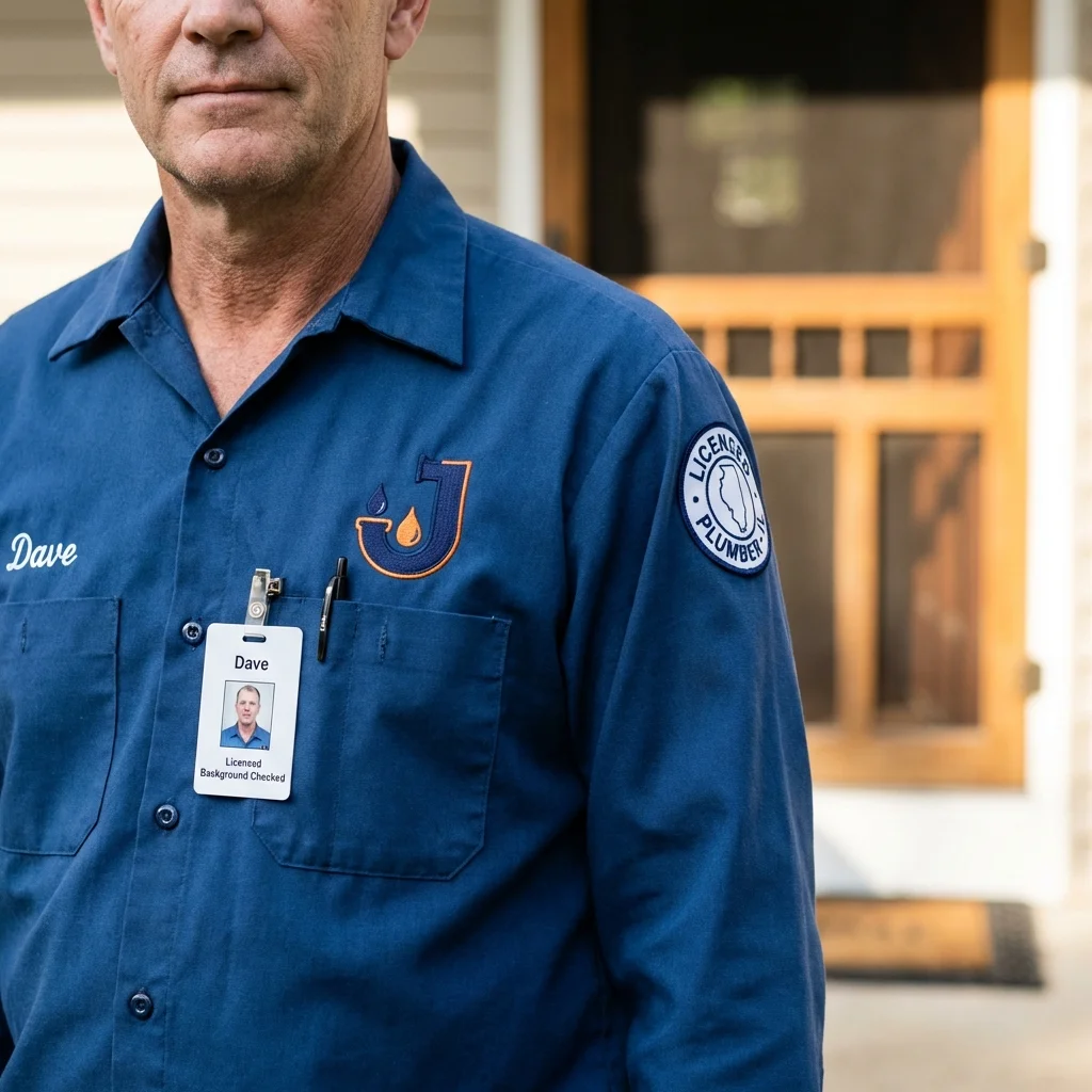 Licensed plumber showing ID badge in Guttenberg, IA