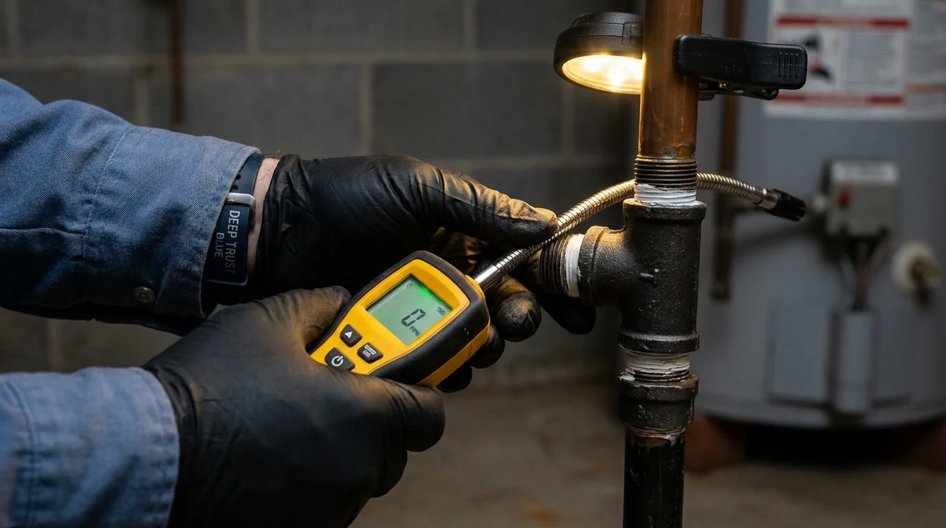 Gas leak detection with electronic sniffer by Johns Plumbing LLC in Guttenberg