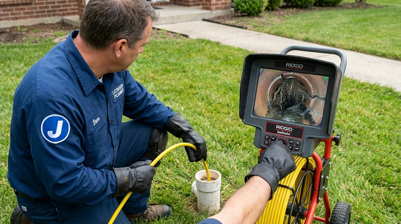 Sewer camera inspection being performed by Johns Plumbing LLC in Guttenberg